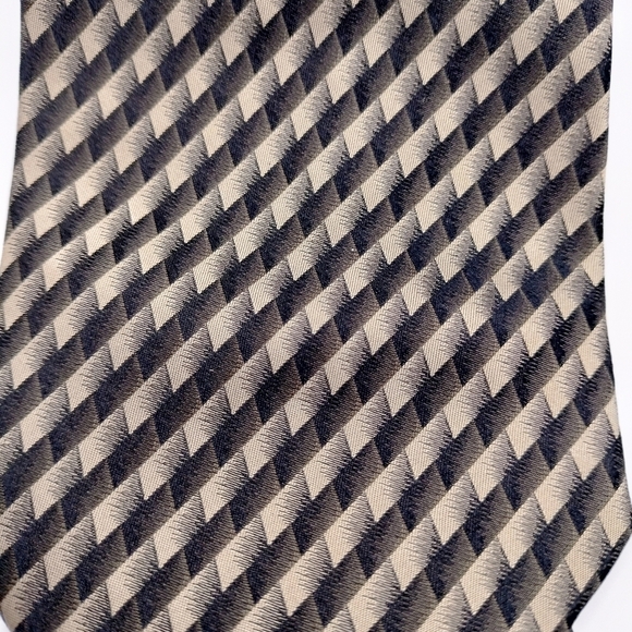 Pavone Black Taupe Men's Silk Tie Necktie Stripe Checks Made in Italy Formal - Picture 3 of 11